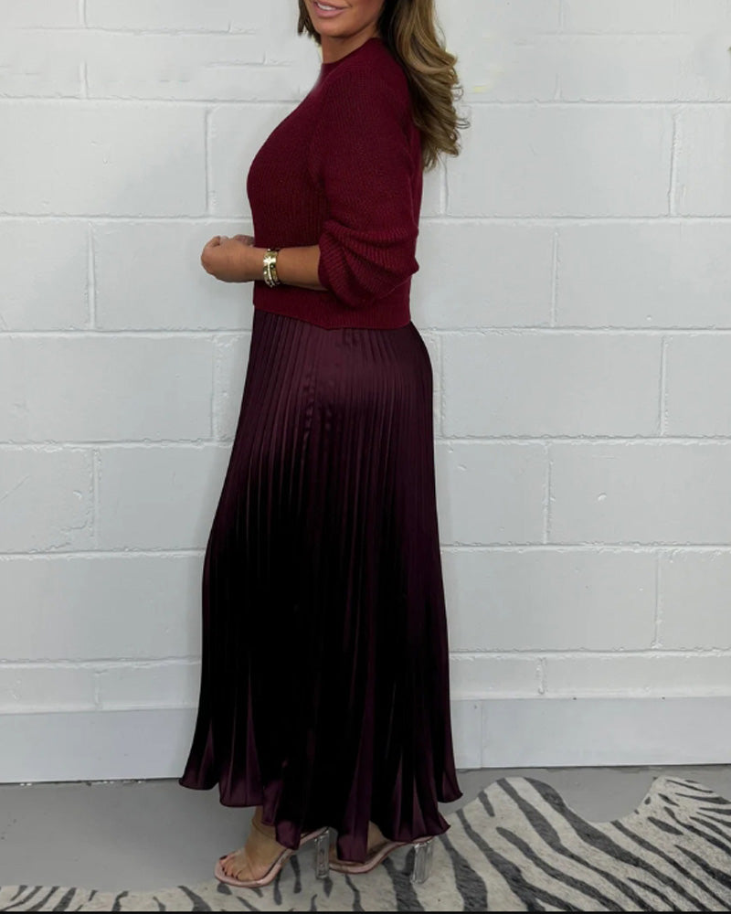 Drune | Lässiges Kontrastfarbenes Kleid mit Patchwork und Plissee