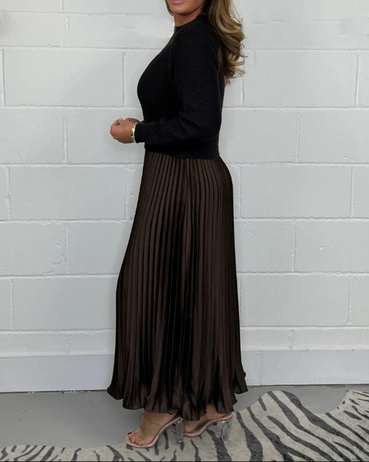 Drune | Lässiges Kontrastfarbenes Kleid mit Patchwork und Plissee
