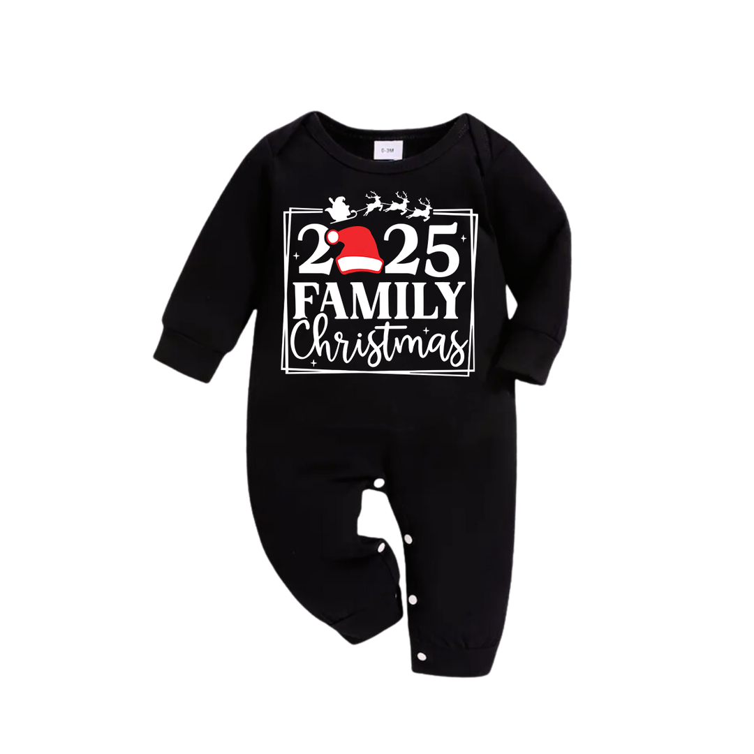 Drune | "Familienweihnachten 2025" Text Gedruckt Schwarz und Grün Karierter Familienweihnachten Passende Pyjamas