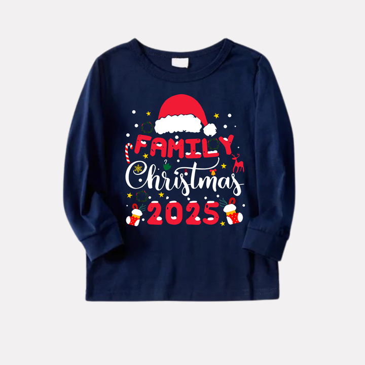 Drune | Süßes "Familienweihnachten 2025" Muster Gedruckte Rot und Blau Karo Weihnachts Übereinstimmende Pyjamas