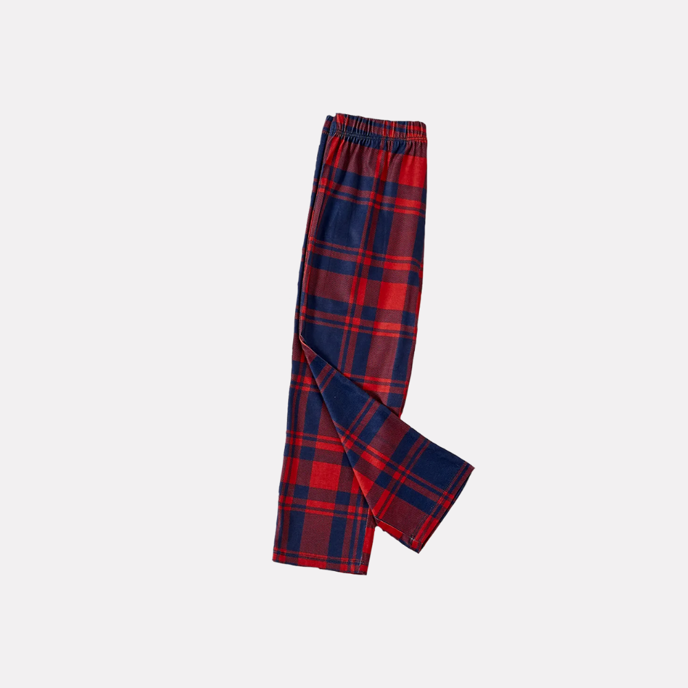 Drune | Süßes "Familienweihnachten 2025" Muster Gedruckte Rot und Blau Karo Weihnachts Übereinstimmende Pyjamas
