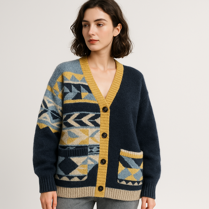 Drune | Geometric Cardigan Acrylic Comfort Oversize