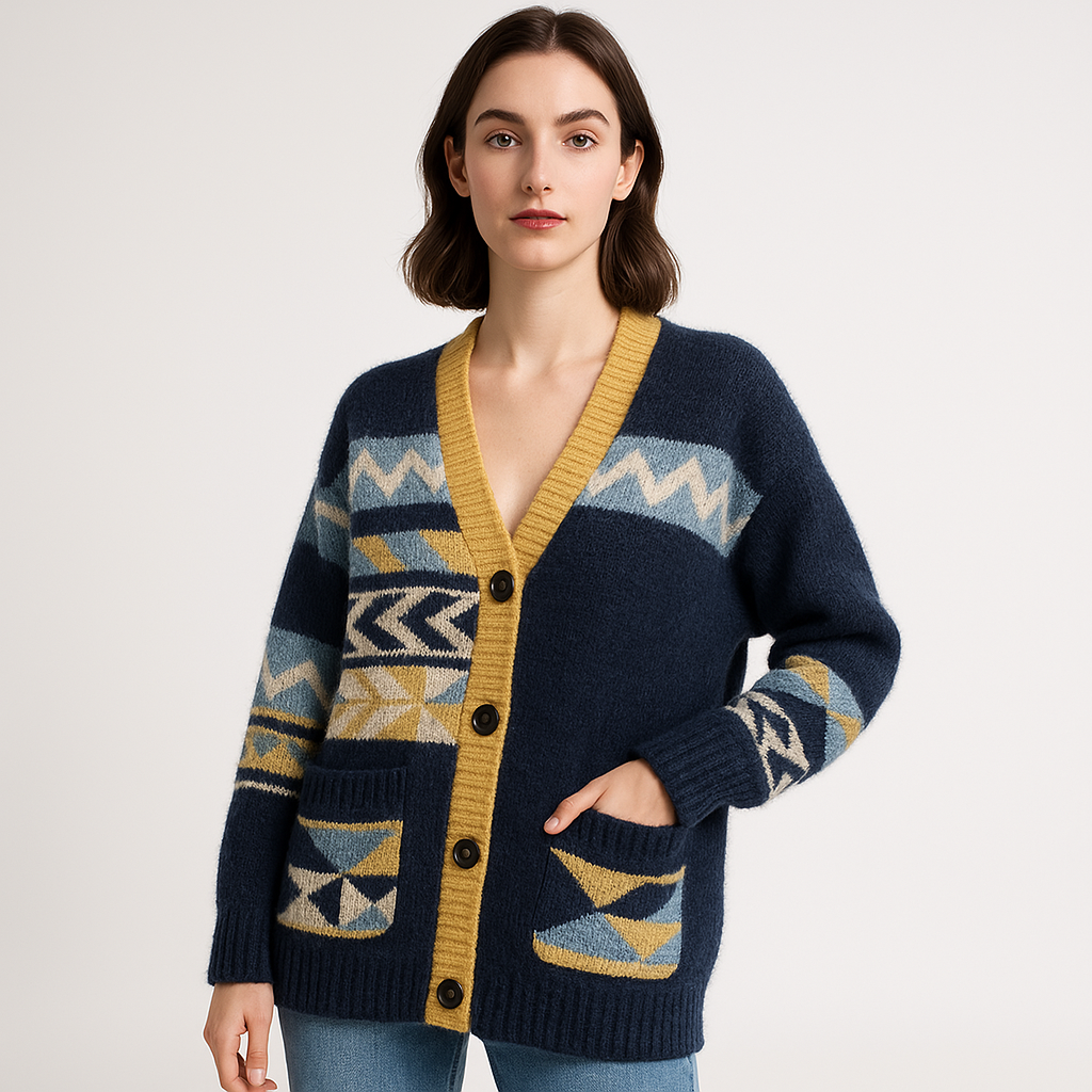 Drune | Geometric Cardigan Acrylic Comfort Oversize