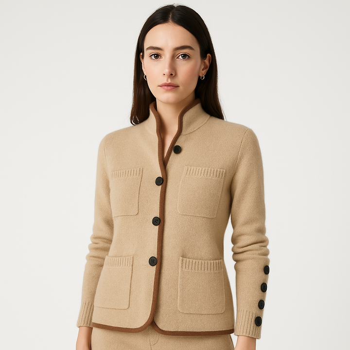 Drune | Mädchenstrickjacke Strukturierte Kontrastmaille Elegant und Gemütlich