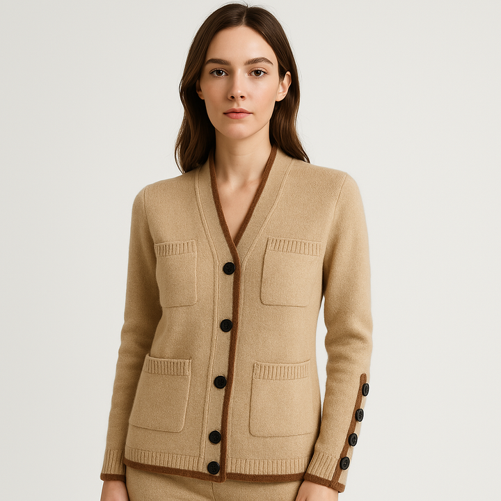 Drune | Mädchenstrickjacke Strukturierte Kontrastmaille Elegant und Gemütlich