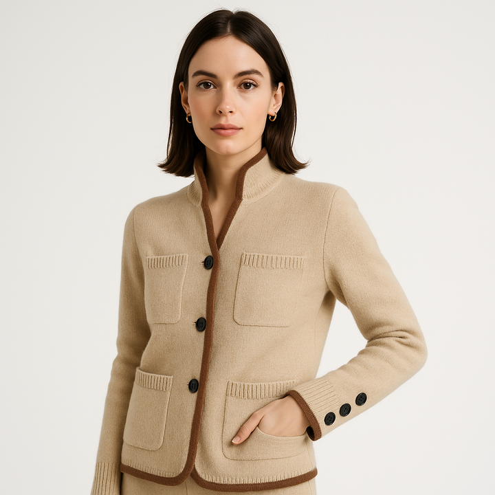 Drune | Mädchenstrickjacke Strukturierte Kontrastmaille Elegant und Gemütlich