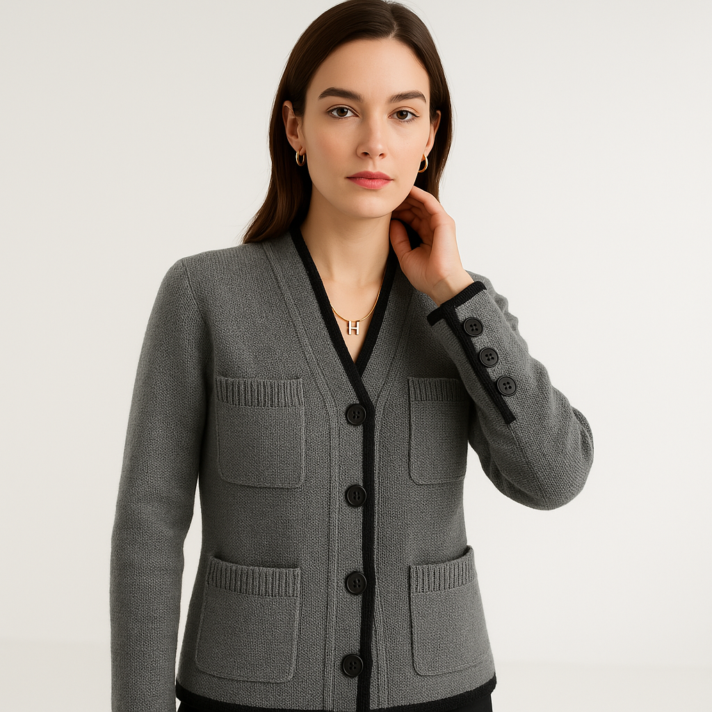 Drune | Mädchenstrickjacke Strukturierte Kontrastmaille Elegant und Gemütlich