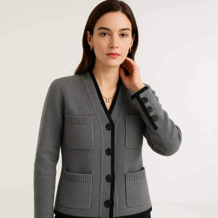 Drune | Mädchenstrickjacke Strukturierte Kontrastmaille Elegant und Gemütlich