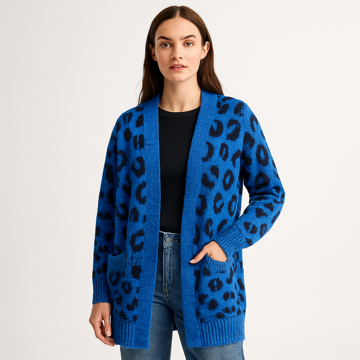 Drune | Cardigan Lang Leopard Strick Komfort & Kühnheit