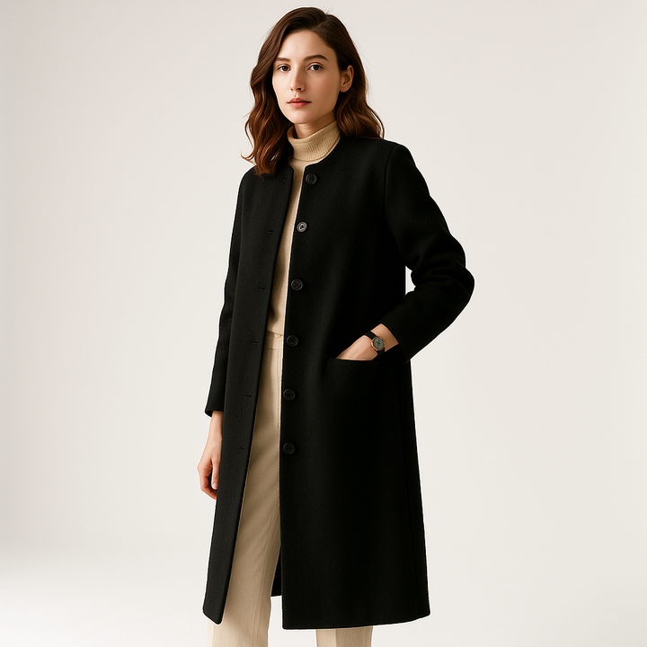 Drune | Minimalistische Elegante Strukturierte Lange Wollmischung Mantel