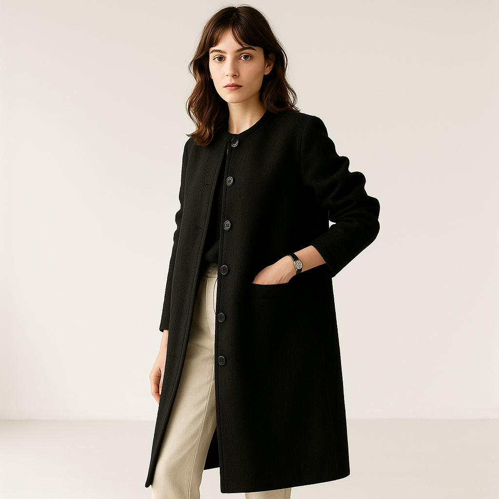 Drune | Minimalistische Elegante Strukturierte Lange Wollmischung Mantel