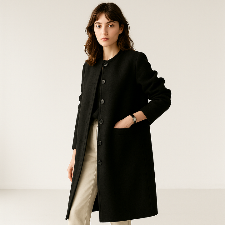 Drune | Minimalistische Elegante Strukturierte Lange Wollmischung Mantel