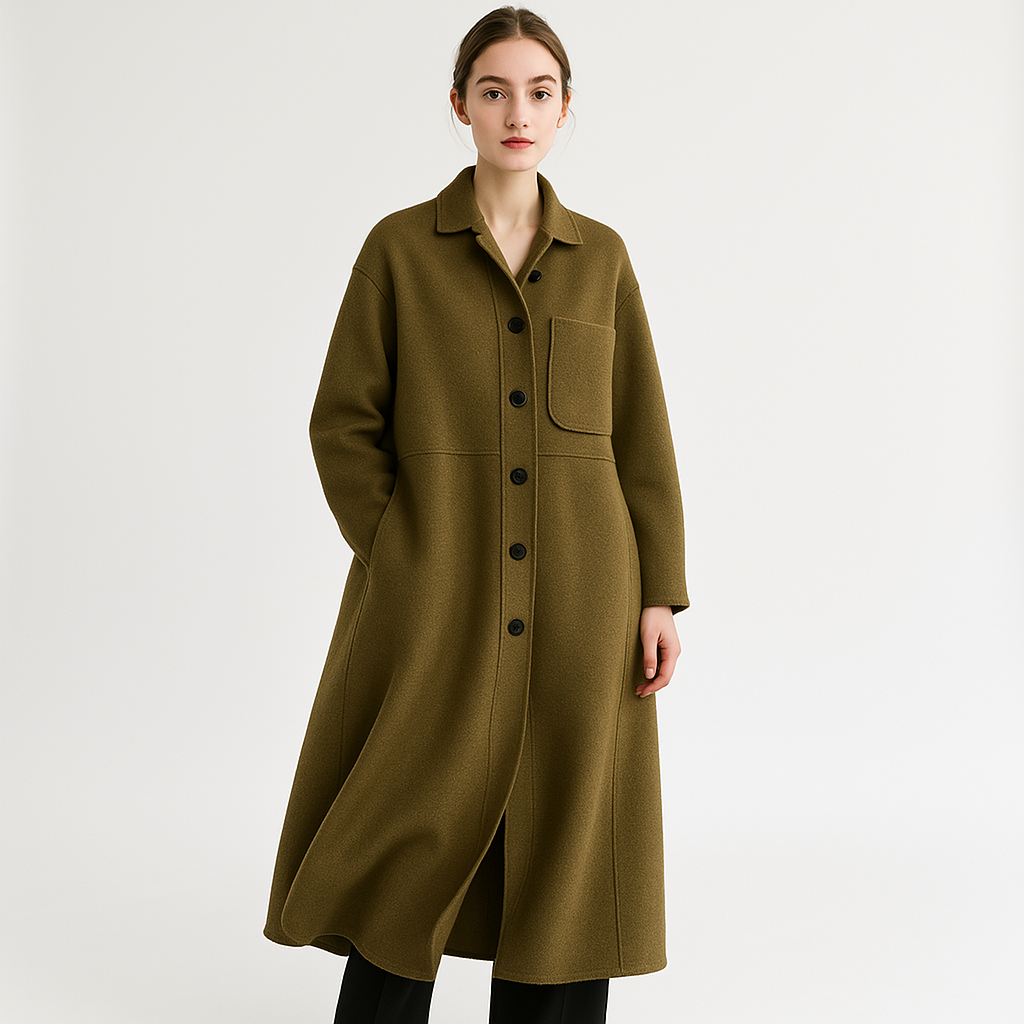 Drune | Minimalistische Elegante Strukturierte Lange Wollmischung Mantel