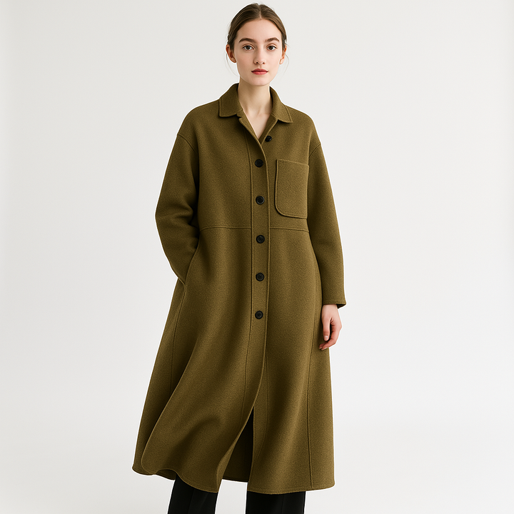 Drune | Minimalistische Elegante Strukturierte Lange Wollmischung Mantel