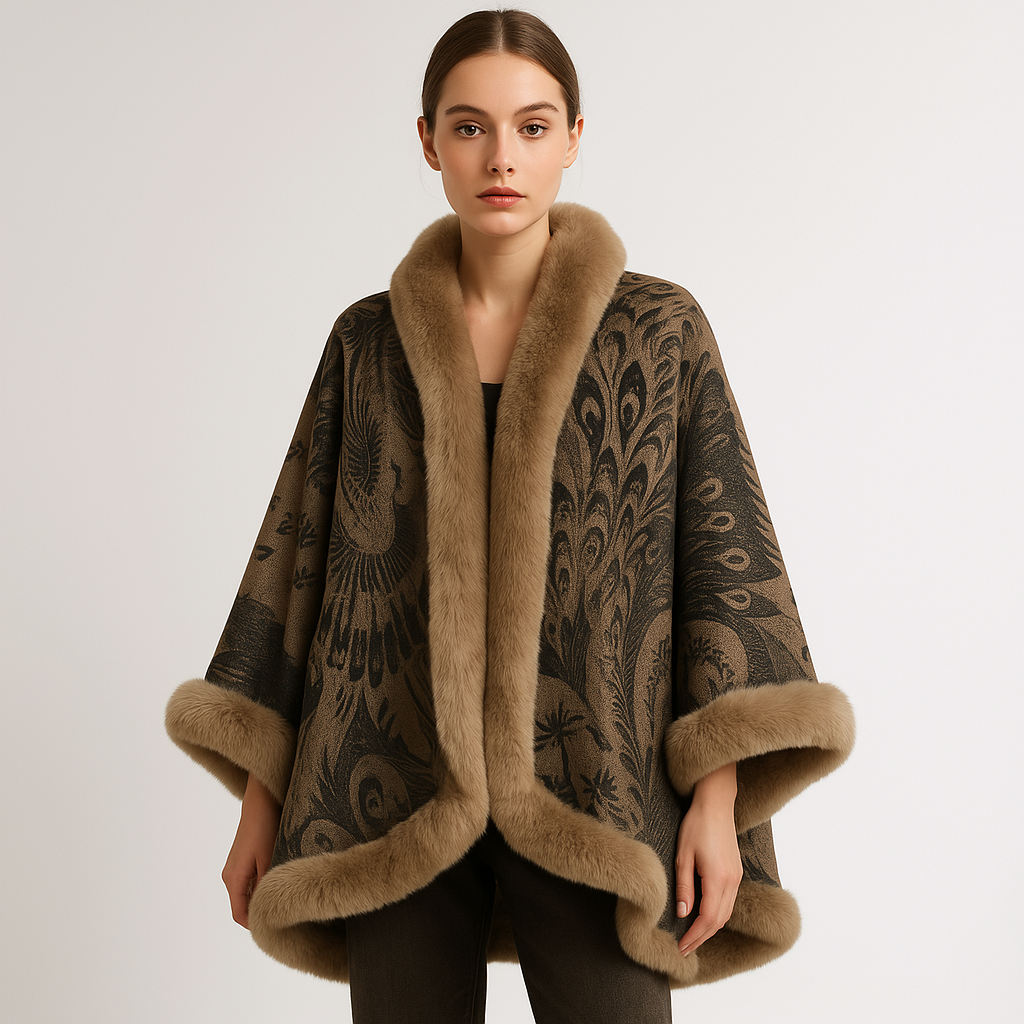 Drune | Cape Elegante mit Muster Falsches Fell Sanftheit und Raffinement