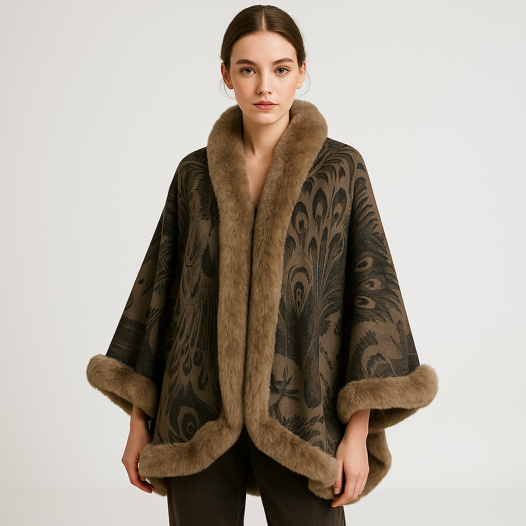 Drune | Cape Elegante mit Muster Falsches Fell Sanftheit und Raffinement