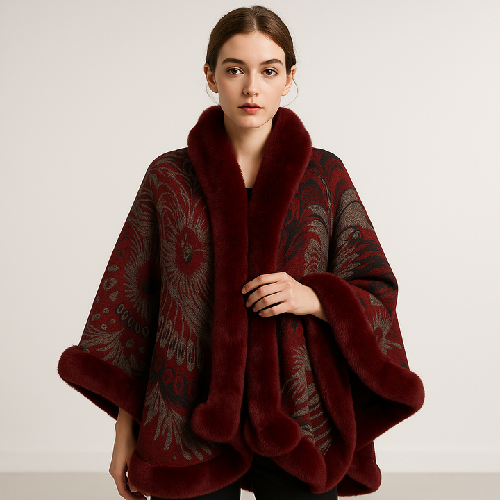 Drune | Cape Elegante mit Muster Falsches Fell Sanftheit und Raffinement
