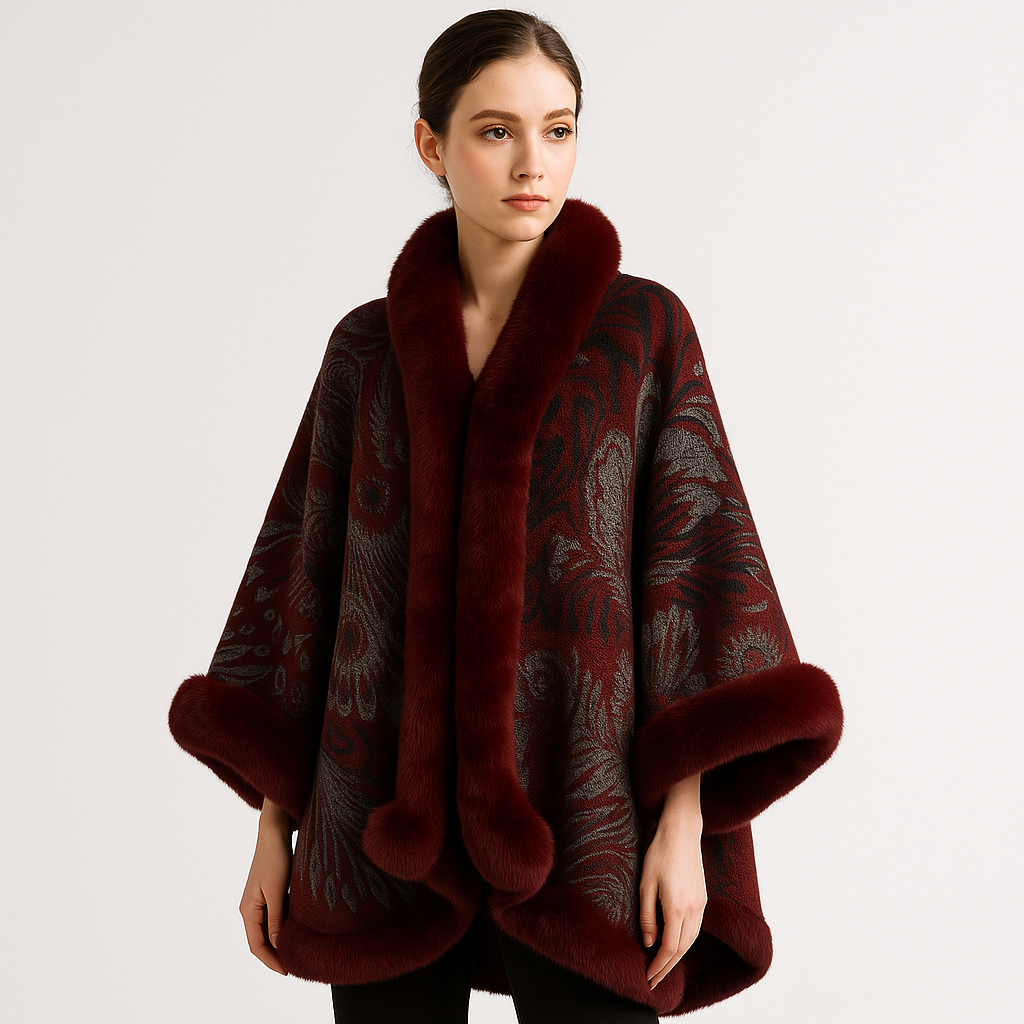 Drune | Cape Elegante mit Muster Falsches Fell Sanftheit und Raffinement