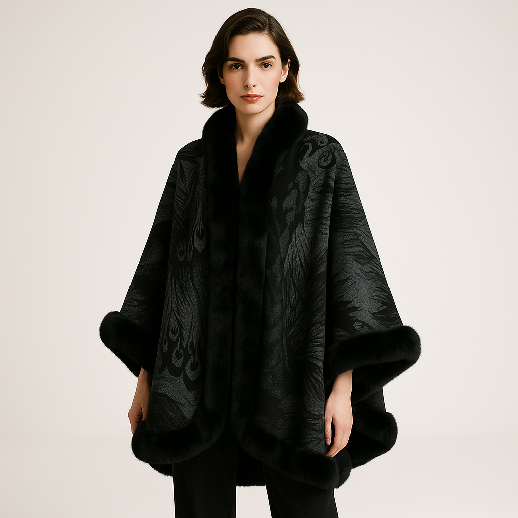 Drune | Cape Elegante mit Muster Falsches Fell Sanftheit und Raffinement