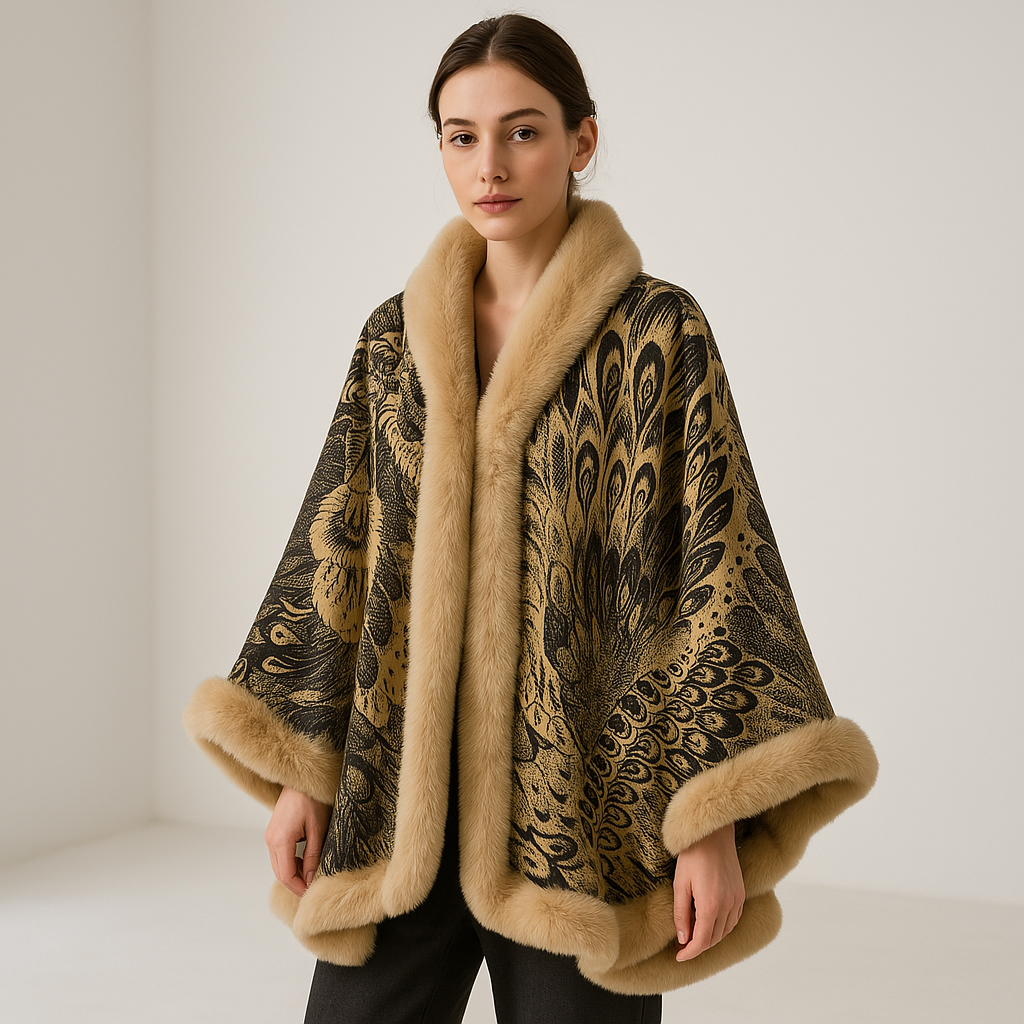 Drune | Cape Elegante mit Muster Falsches Fell Sanftheit und Raffinement