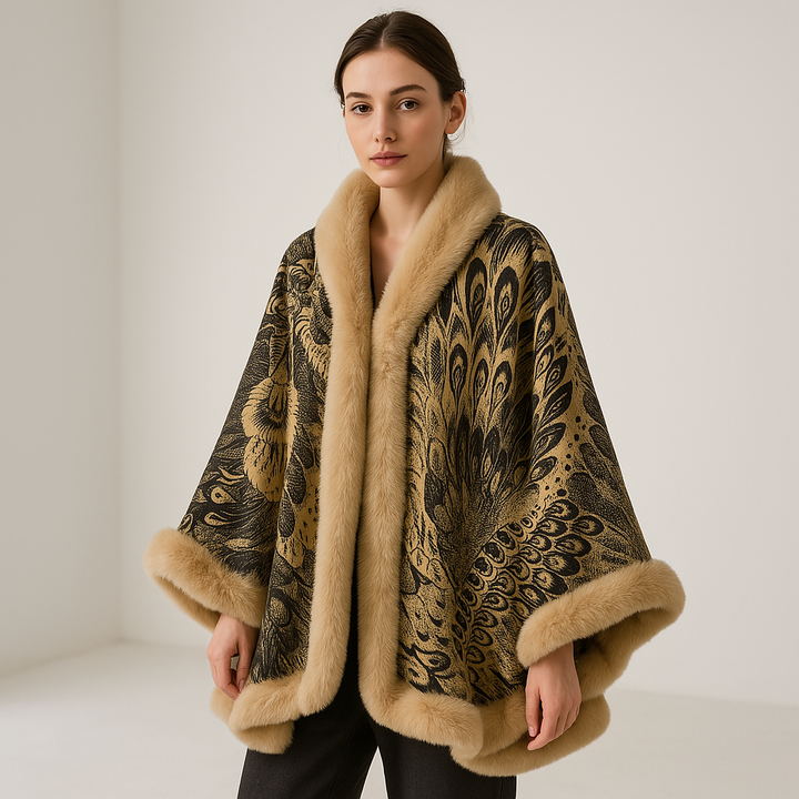 Drune | Cape Elegante mit Muster Falsches Fell Sanftheit und Raffinement