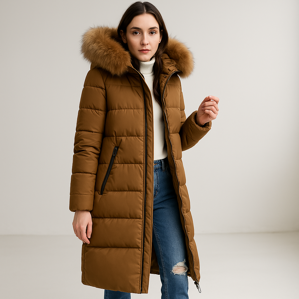 Drune | Langjacke mit Kapuze aus F faux fourrure Winter Ultra-Wärme