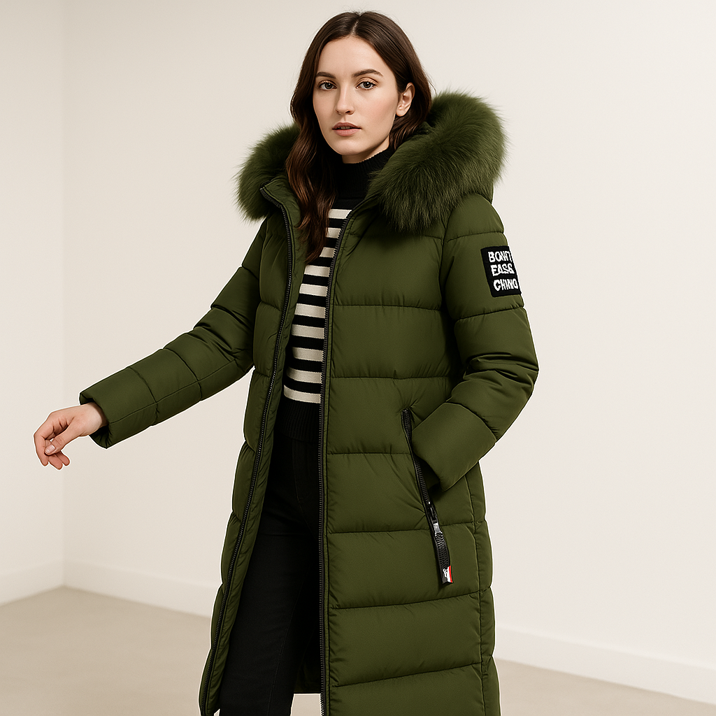 Drune | Langjacke mit Kapuze aus F faux fourrure Winter Ultra-Wärme