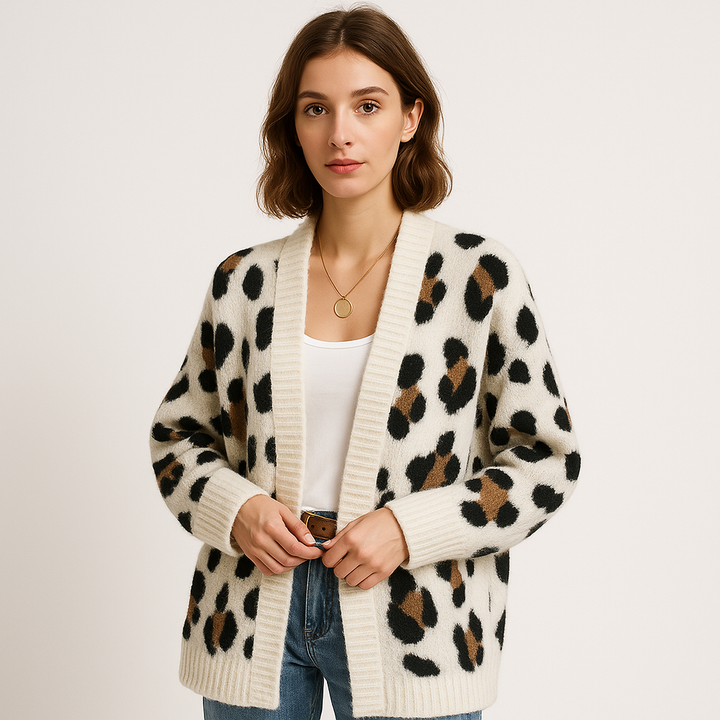 Drune | Oversize-Cardigan Leopard weiche Maschen komfortabel trendy