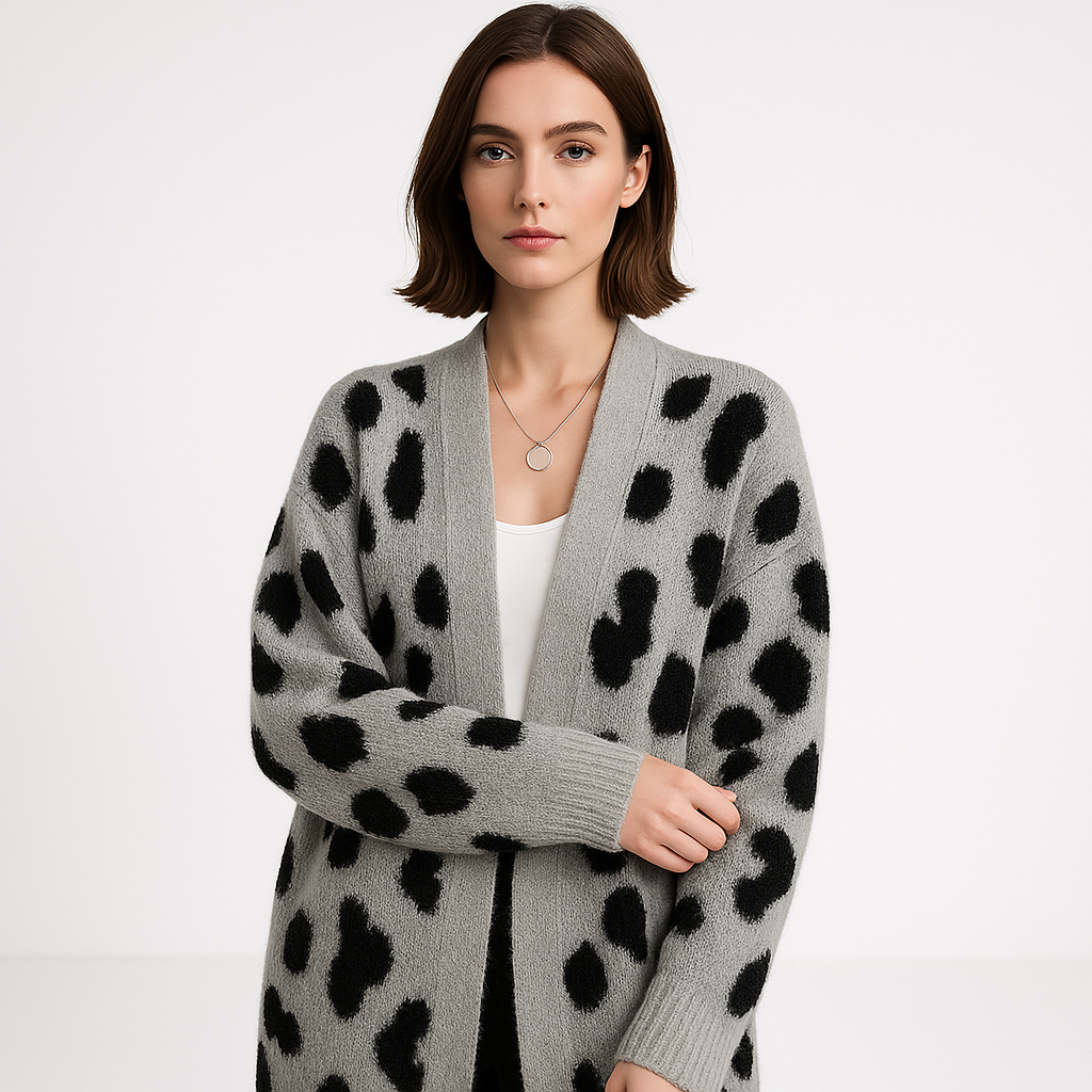Drune | Oversize-Cardigan Leopard weiche Maschen komfortabel trendy
