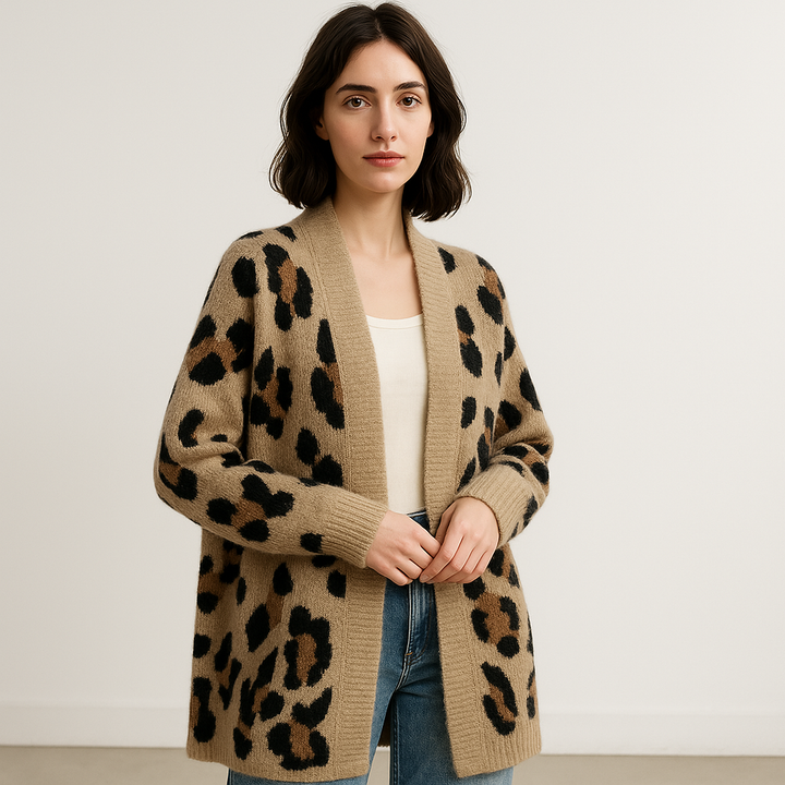 Drune | Oversize-Cardigan Leopard weiche Maschen komfortabel trendy
