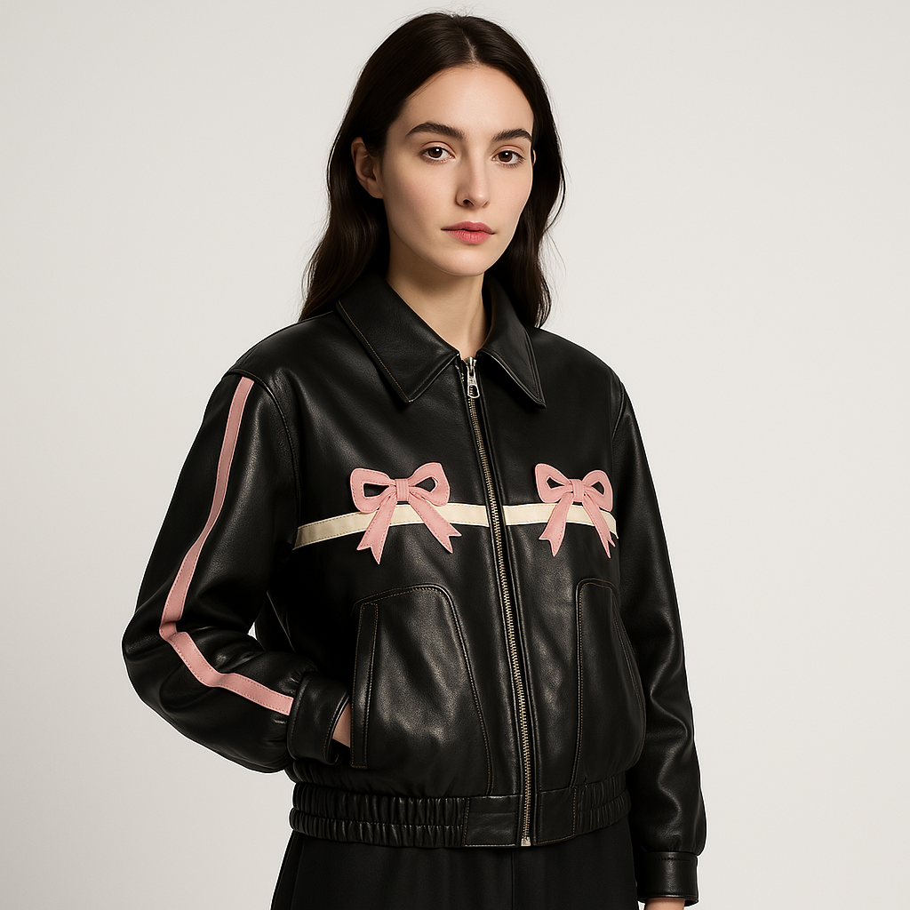 Drune | Bomberjacke aus Kunstleder mit originellen Knoten & stylischer Oversized-Schnitt