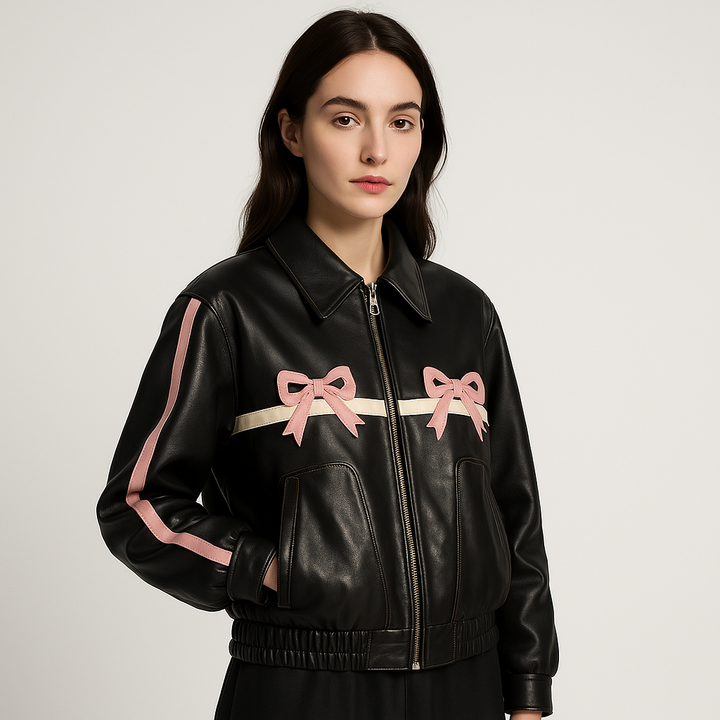 Drune | Bomberjacke aus Kunstleder mit originellen Knoten & stylischer Oversized-Schnitt