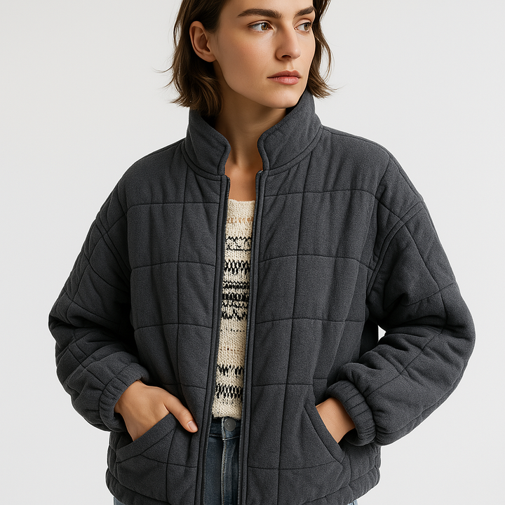 Drune | Oversized Steppjacke Dunkelgrau Weichheit & Komfort