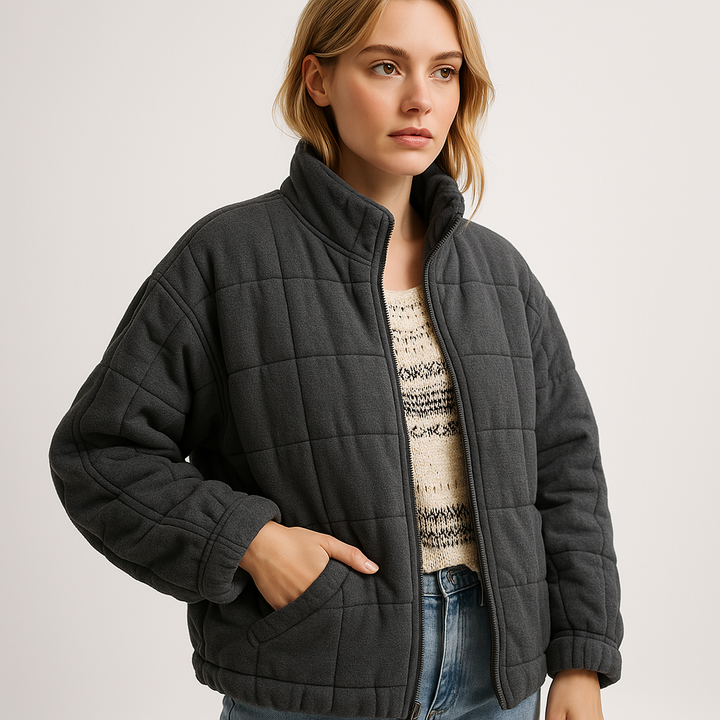 Drune | Oversized Steppjacke Dunkelgrau Weichheit & Komfort