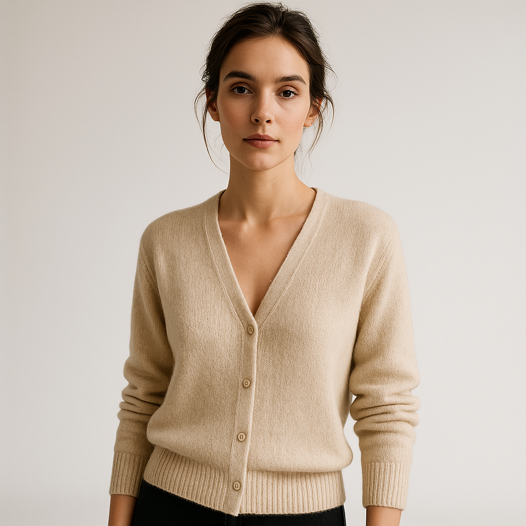 Drune | Weicher Strick-Cardigan Knöpfen Zeitlos Beige