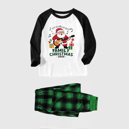Drune | Schwarzes Raglan-Oberteil Grün Plaid Weihnachts-Pyjama-Set mit 