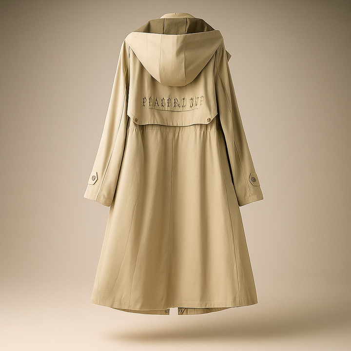 Drune | Langer Trenchcoat für Damen mit verstellbarer Kapuze Isolde