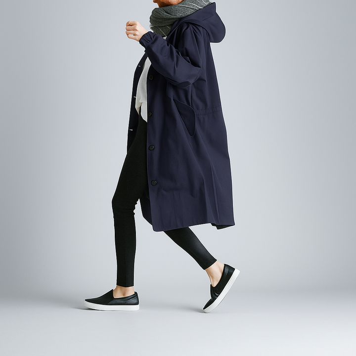Drune | Damen Trenchcoat oversized mit leichter Kapuze