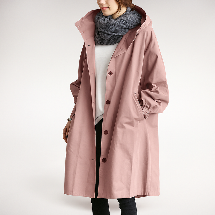 Drune | Damen Trenchcoat oversized mit leichter Kapuze