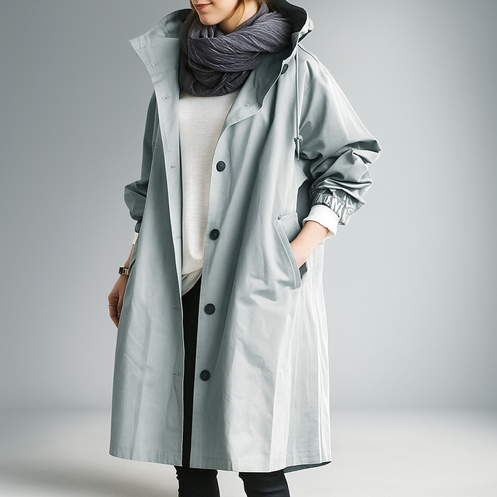 Drune | Damen Trenchcoat oversized mit leichter Kapuze