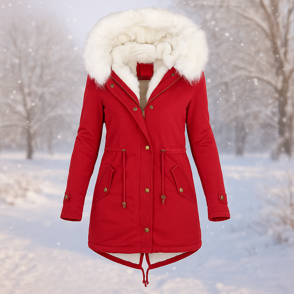 Drune | Stilvolle Winterjacke mit Kapuze aus synthetischem Pelz