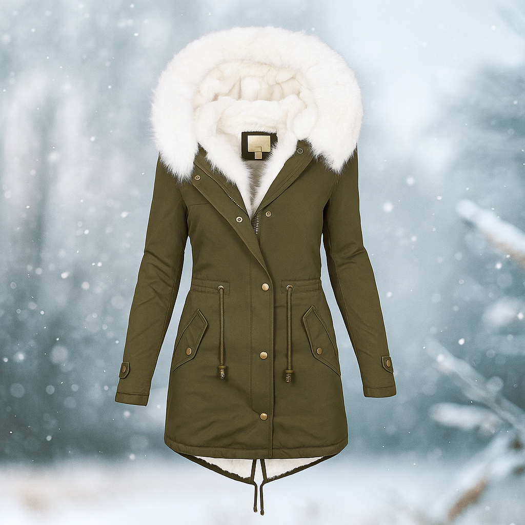 Drune | Stilvolle Winterjacke mit Kapuze aus synthetischem Pelz