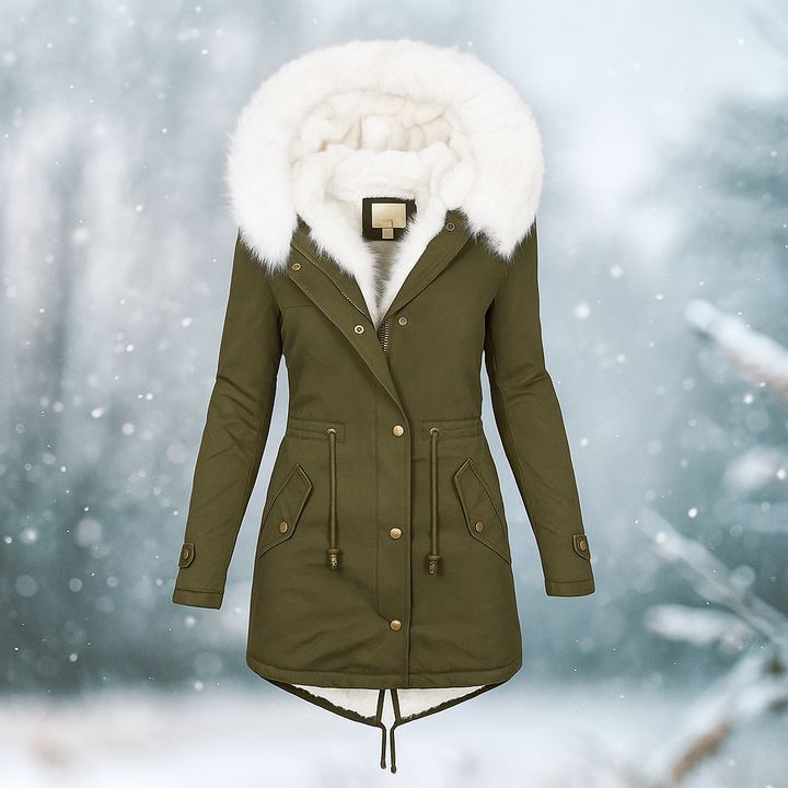 Drune | Stilvolle Winterjacke mit Kapuze aus synthetischem Pelz