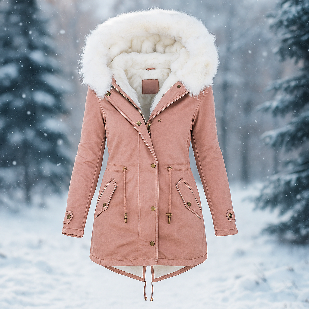 Drune | Stilvolle Winterjacke mit Kapuze aus synthetischem Pelz