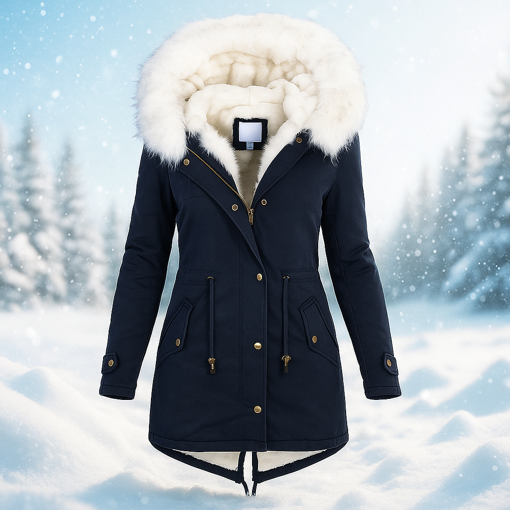 Drune | Stilvolle Winterjacke mit Kapuze aus synthetischem Pelz