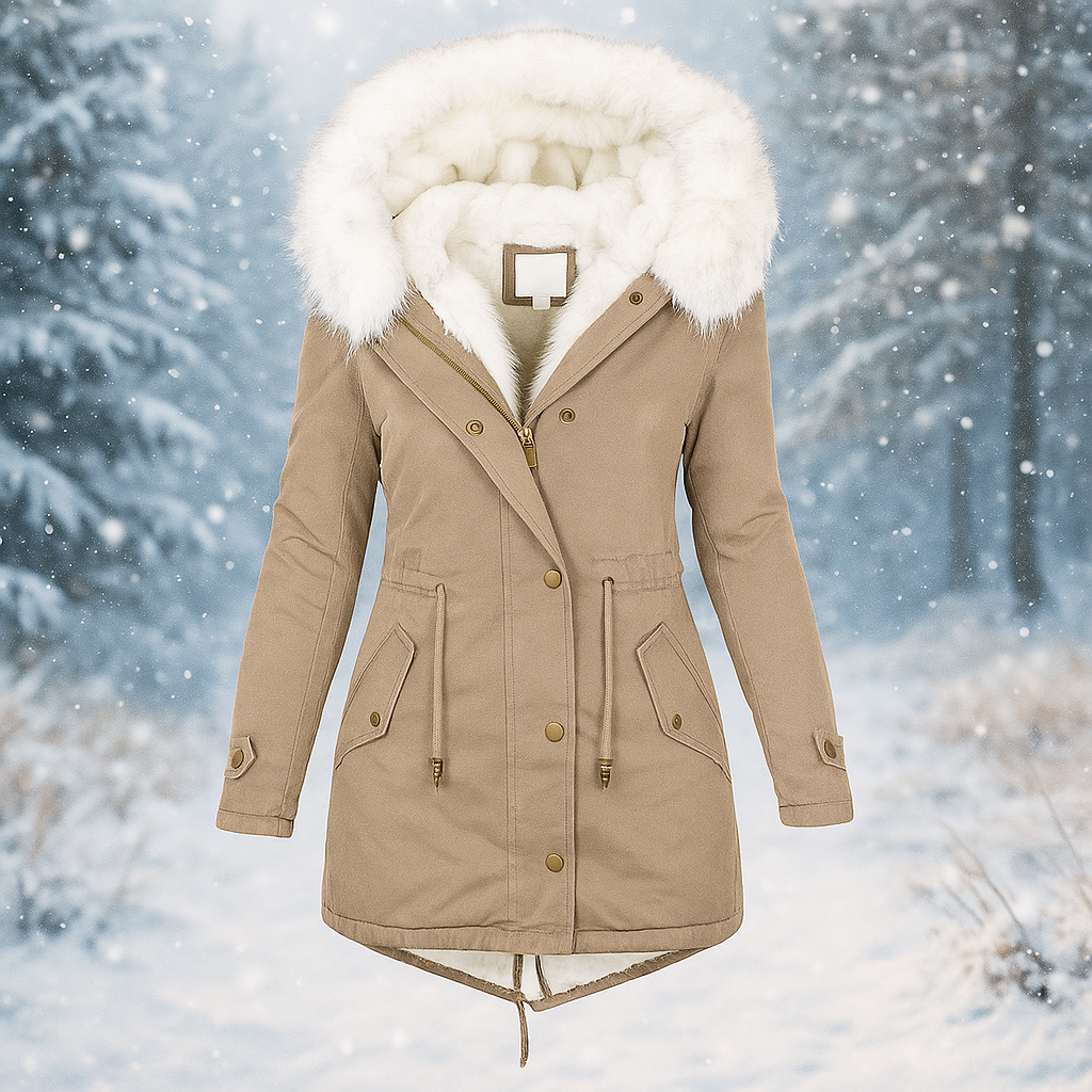 Drune | Stilvolle Winterjacke mit Kapuze aus synthetischem Pelz