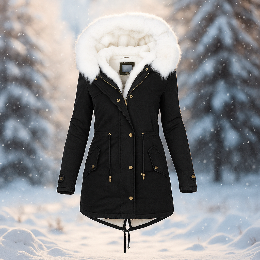 Drune | Stilvolle Winterjacke mit Kapuze aus synthetischem Pelz
