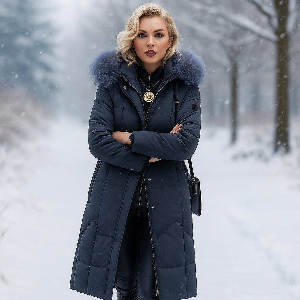 Drune | Lange gepolsterte Jacke mit Kapuze