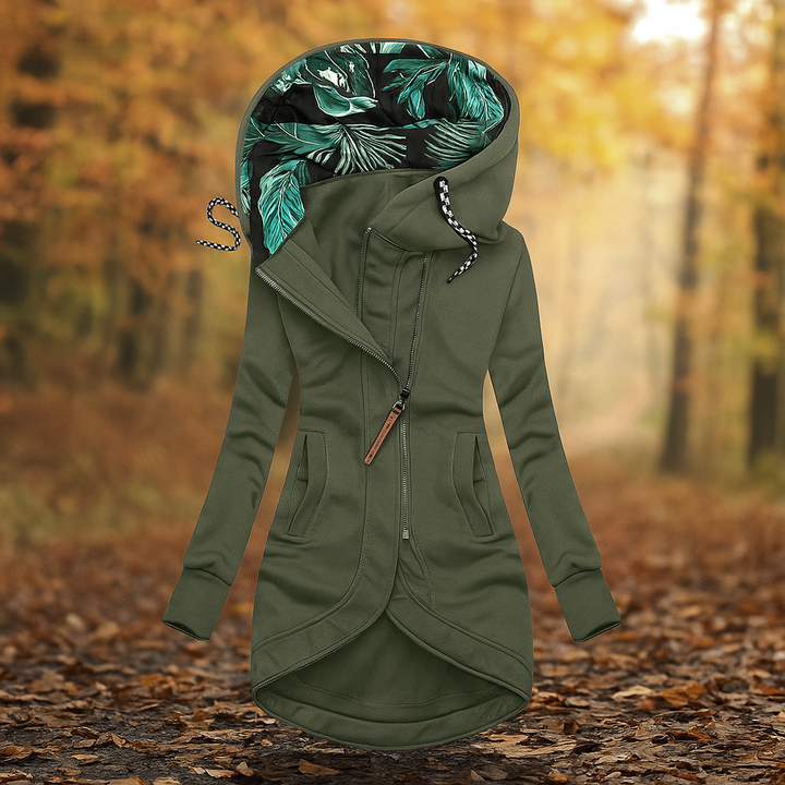 Drune | Lange Kapuzenjacke mit asymmetrischem Design Ivanna