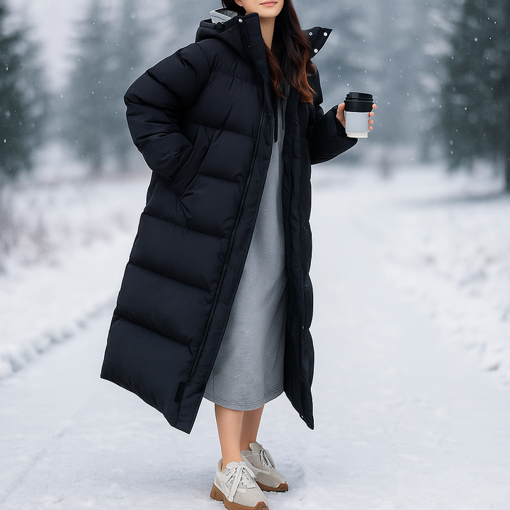 Drune | Lange, gesteppte Winterjacke in Weiß Mirna